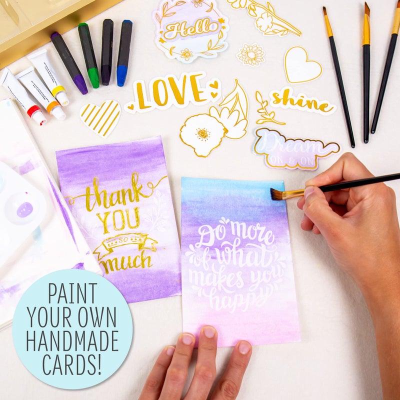 STMT DIY Designer Art Studio by Horizon Group USA, Kit Includes 40+ Art Making Essentials.Water Colors,Oil Pastels,Brush Markers,Spiral Art Pad & More - Image 4
